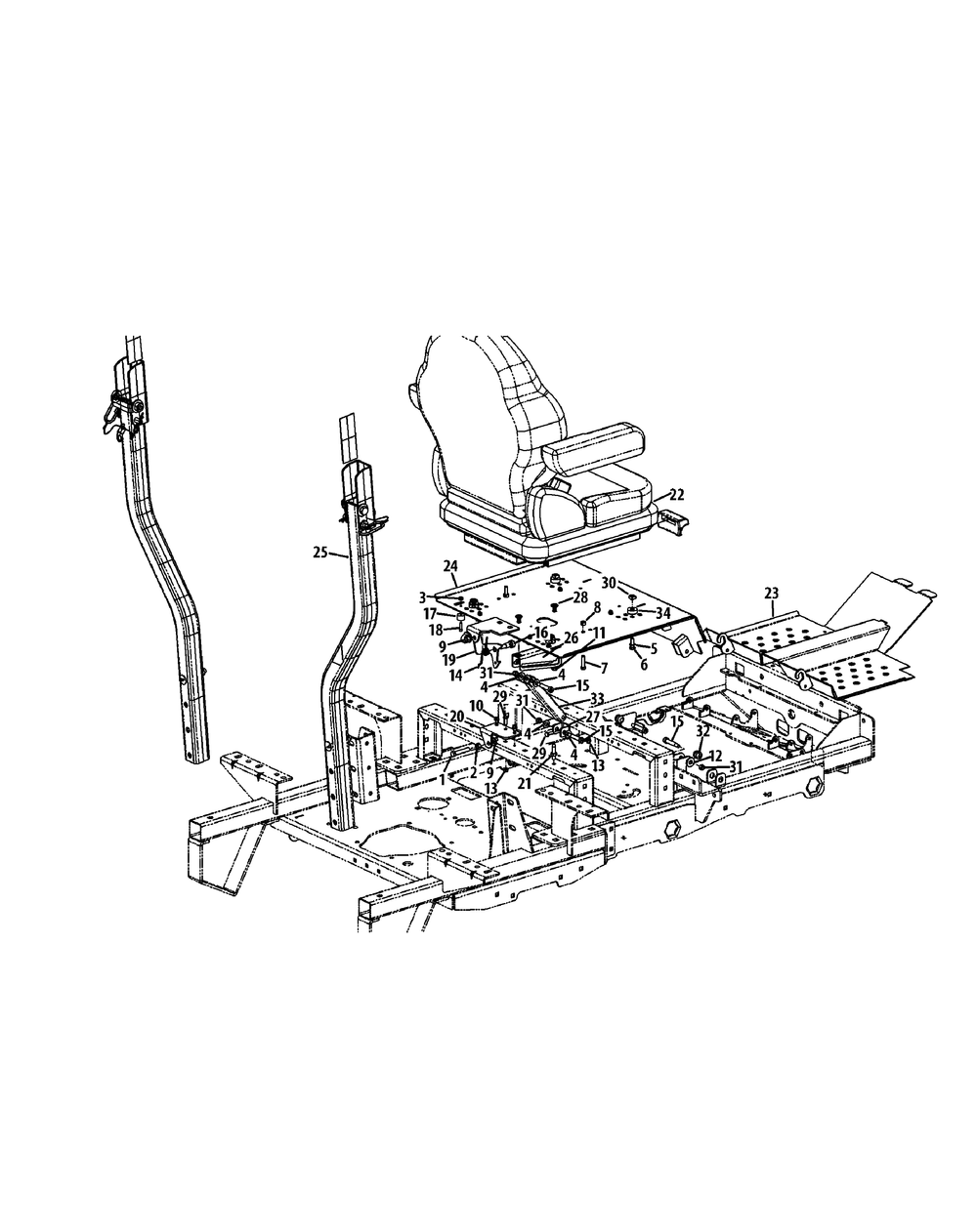 Seat Assembly Diagram and Parts List for S7232-D 53BY8DU8750-312HP Cub Cadet Lawn Tractor